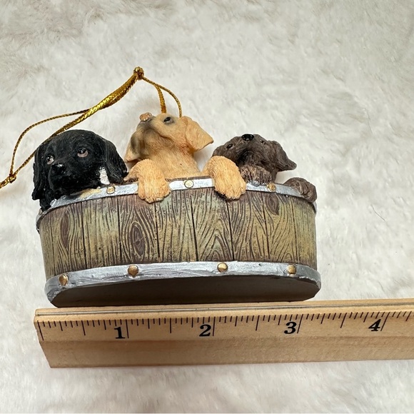 3 Lab Puppies In A Basket Christmas Tree Ornament - Black, Yellow, & Chocolate - Picture 6 of 8